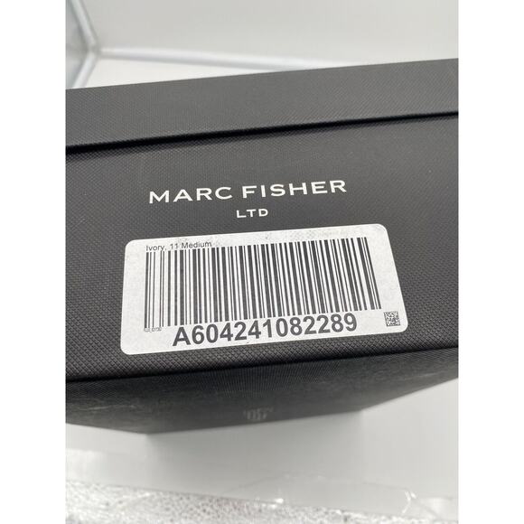 New Marc Fisher LTD Louisa Leather Block Heel Slip On Mules Woven Ivory Size 11M - Picture 8 of 8